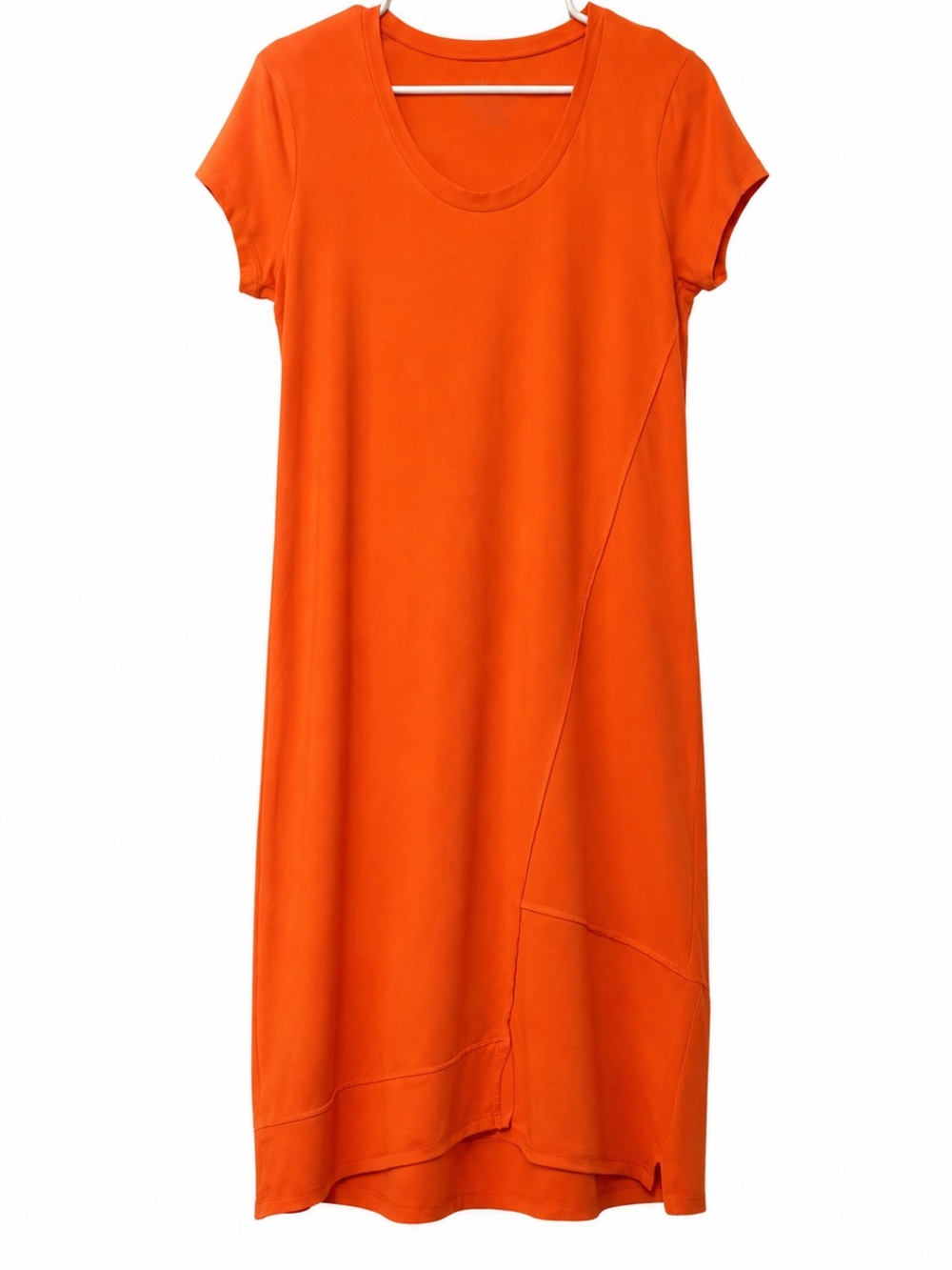 Neon Buddha Orange Asymmetrical Midi Dress Artsy Lagenlook Boho Resort Medium